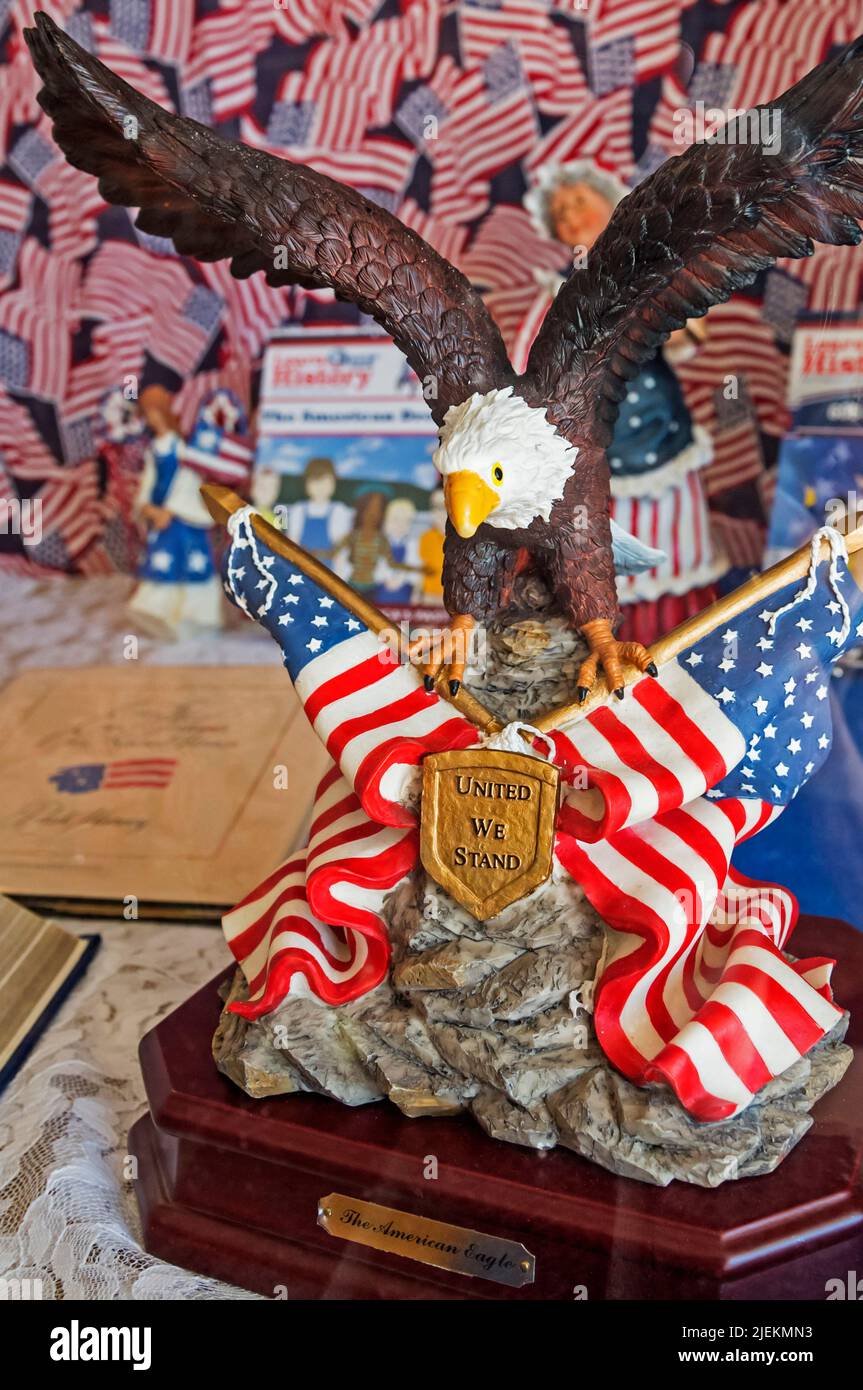 American 4th of July; Independence Day; display celebrating America's Independence from foreign domination.  Independence Day is a federal holiday in Stock Photo