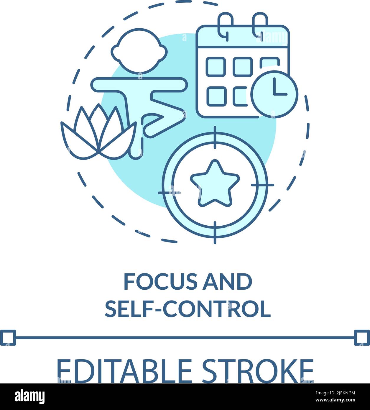 Focus and self-control turquoise concept icon Stock Vector
