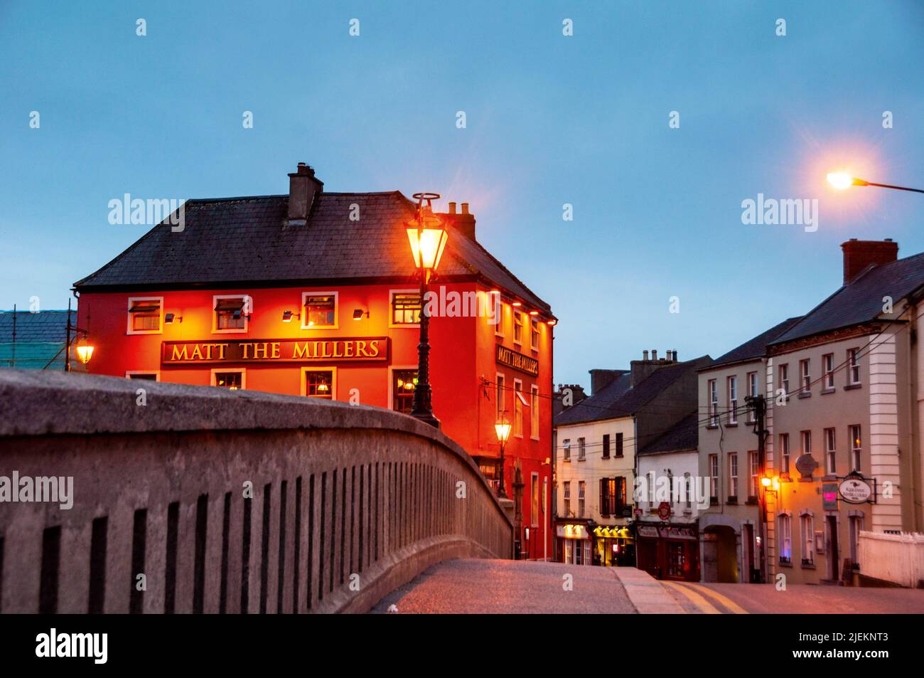 Matt the Miller's Tavern over Johns Bridge in Kilkenny, Ireland Stock