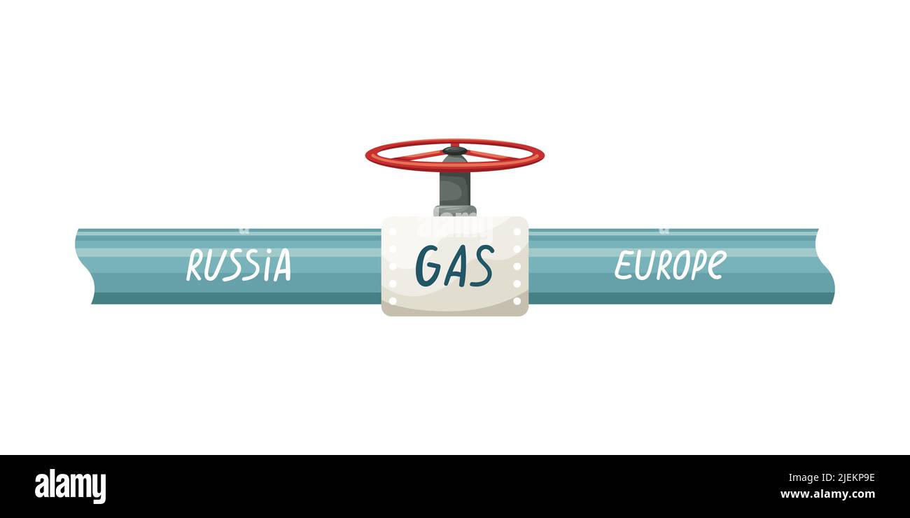 Vector illustration of a gas pipe from Russia to Europe. Gas supply. The embargo on the supply of gas from Russia. Stock Vector
