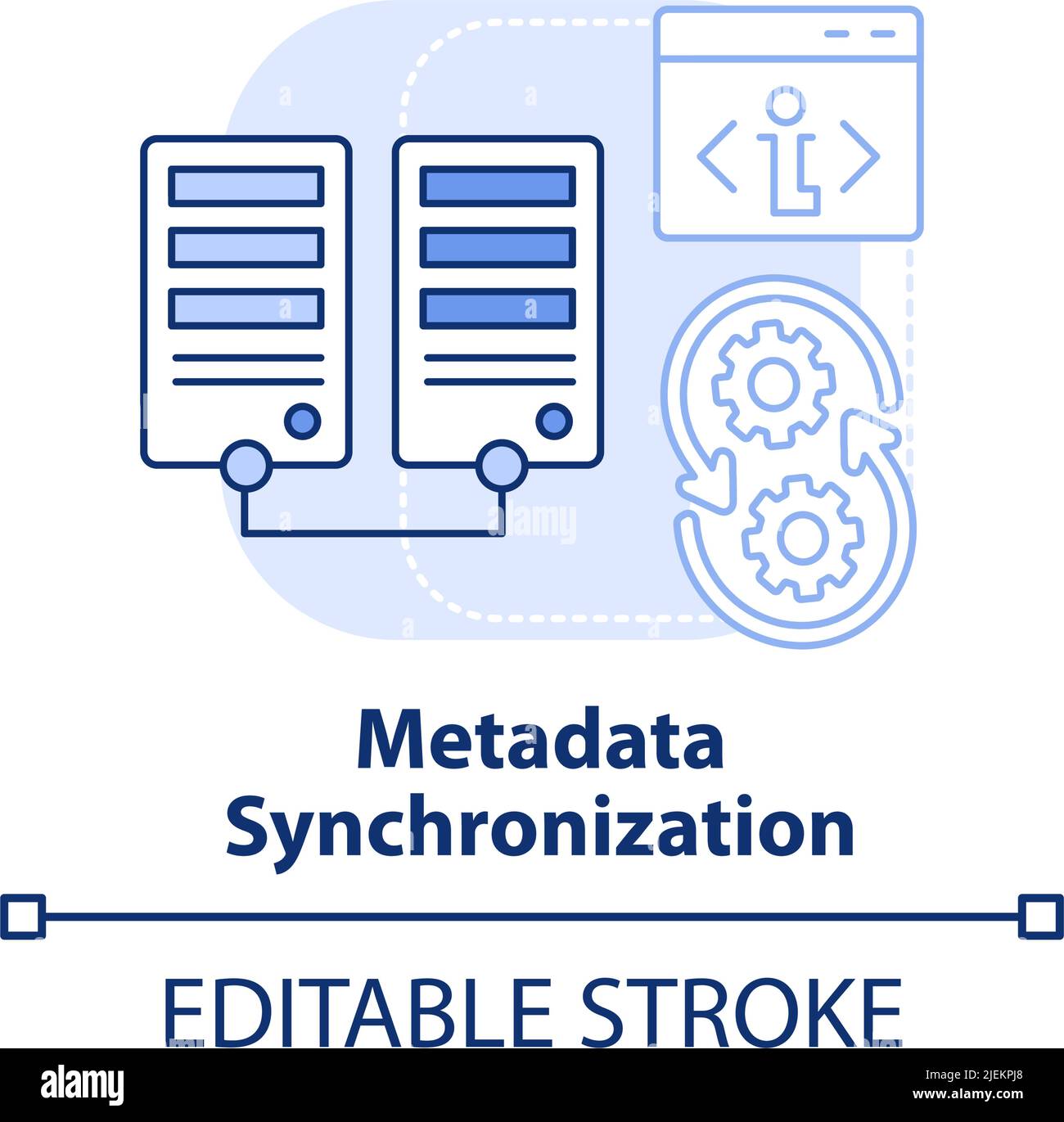 Metadata synchronization light blue concept icon Stock Vector
