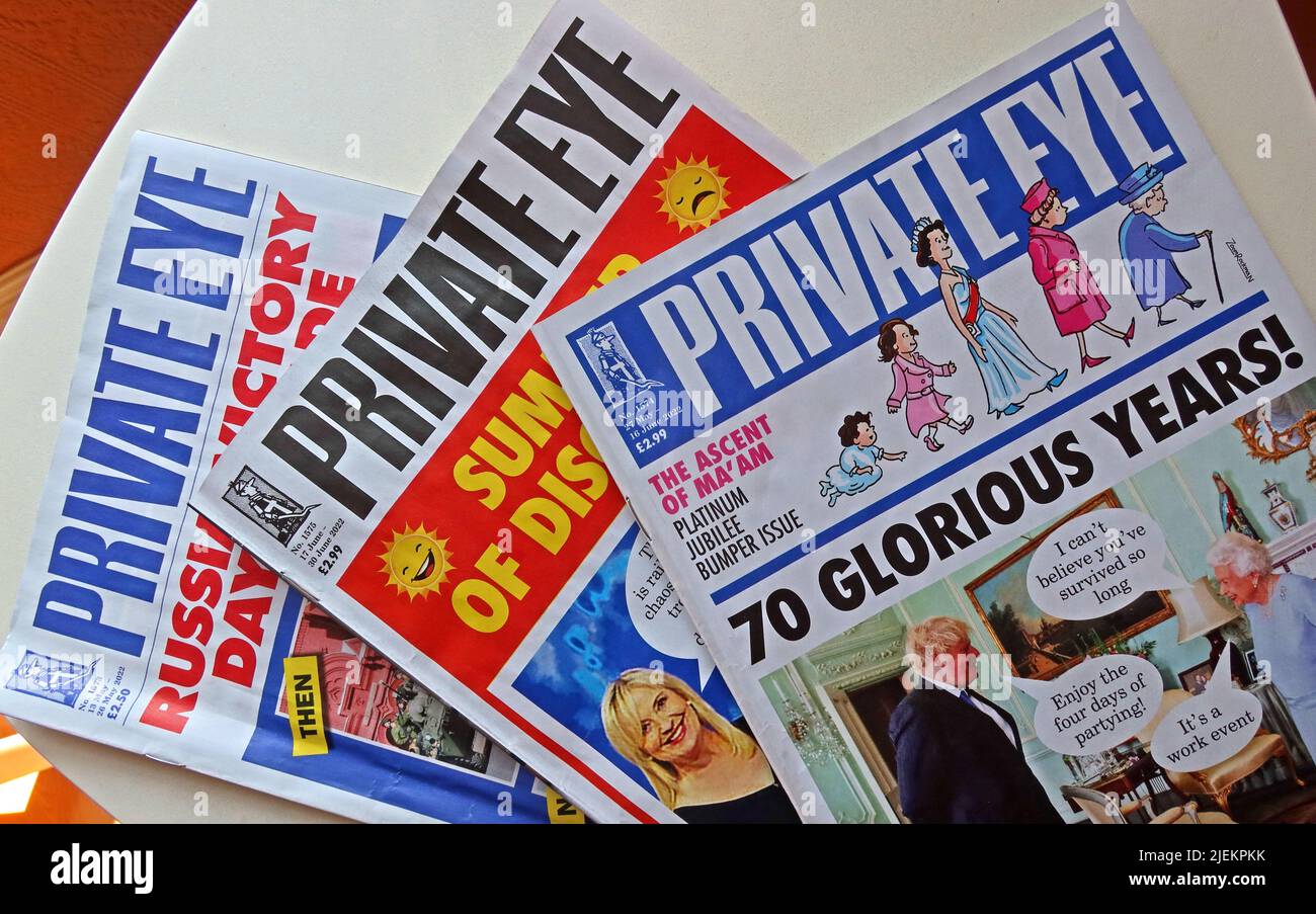 Three copies of Private Eye magazine, England, UK Stock Photo
