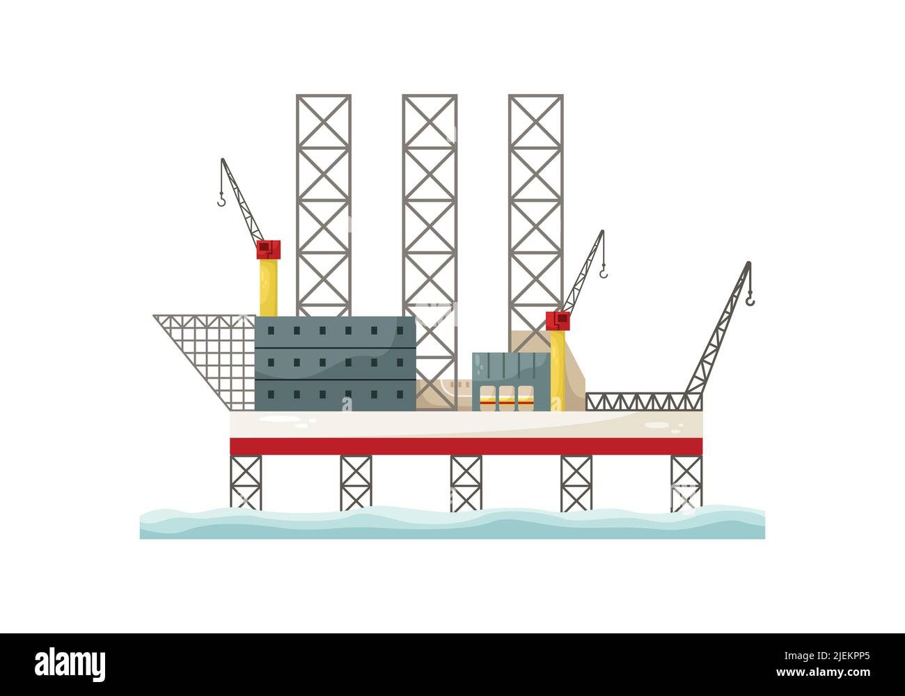 Vector illustration of an offshore gas platform. Supply of gas and oil. The embargo on the supply of gas from Russia. Stock Vector