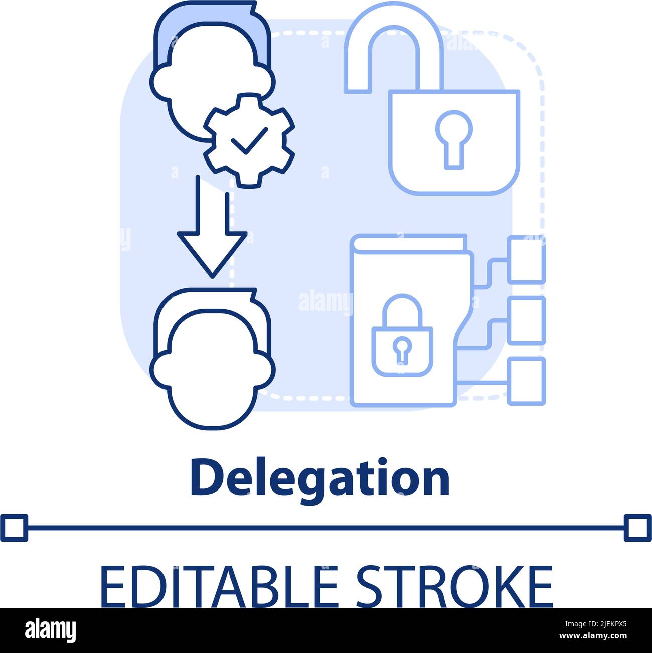Delegation light blue concept icon Stock Vector
