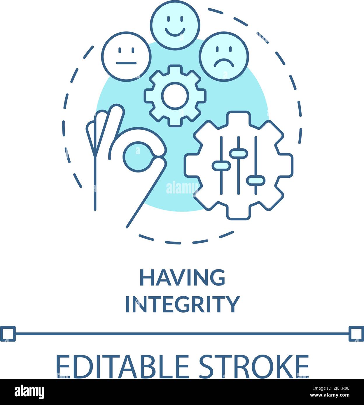 Having integrity turquoise concept icon Stock Vector