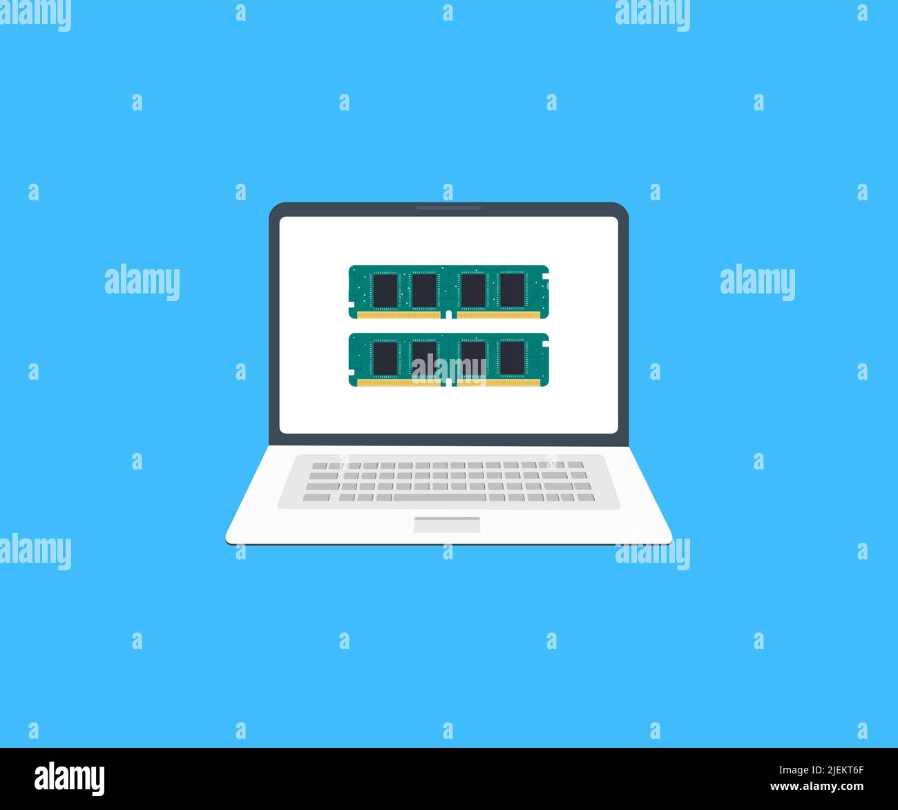 Memory module ddr4 ram installation in laptop logo design. Mockup of check for laptop, RAM into the memory slot on a laptop computer vector design. Stock Vector