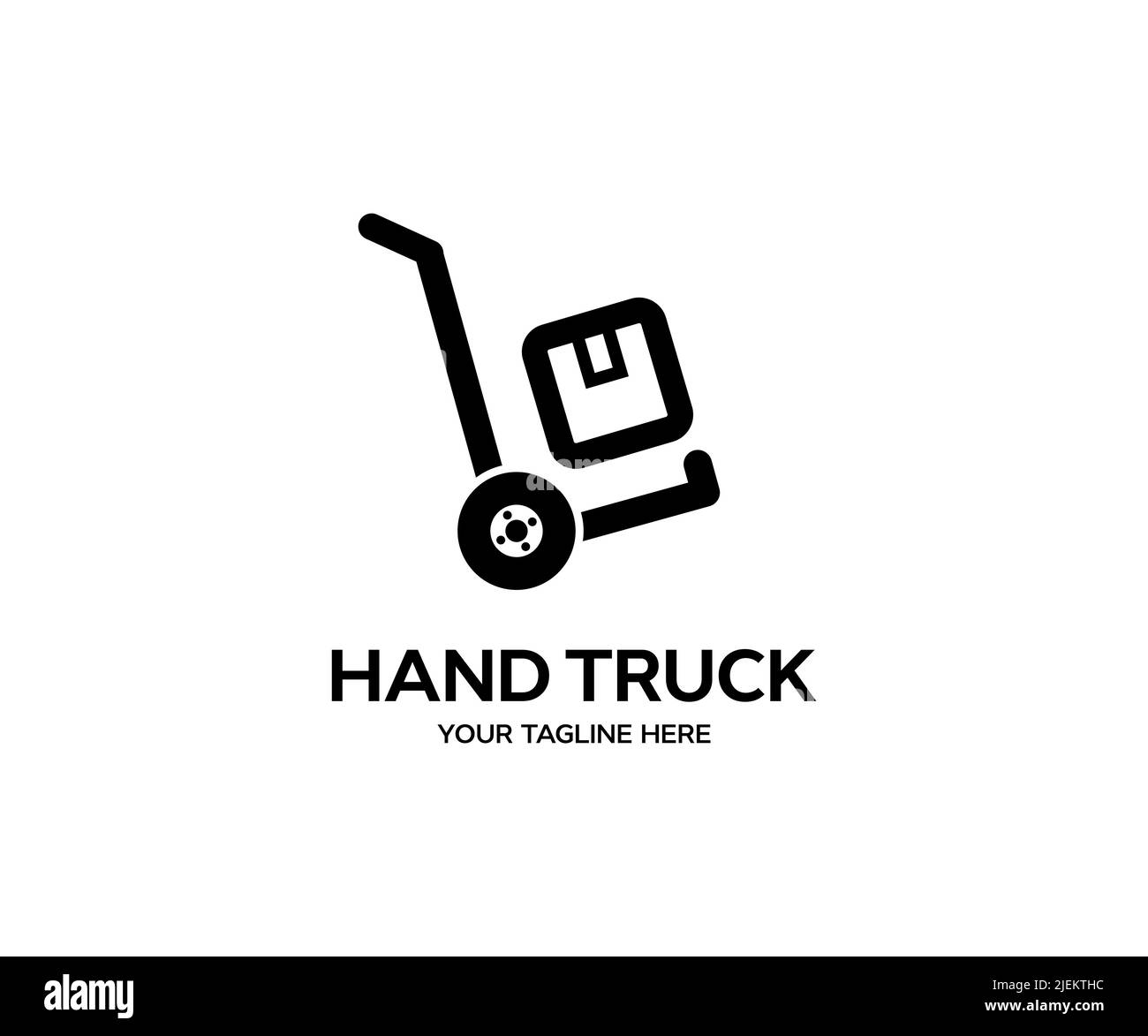 Empty hand truck logo design. Metallic hand truck with boxes vector design and illustration. Stock Vector