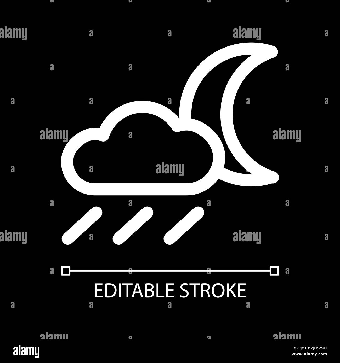 Raining at night white linear ui icon for dark theme Stock Vector Image ...