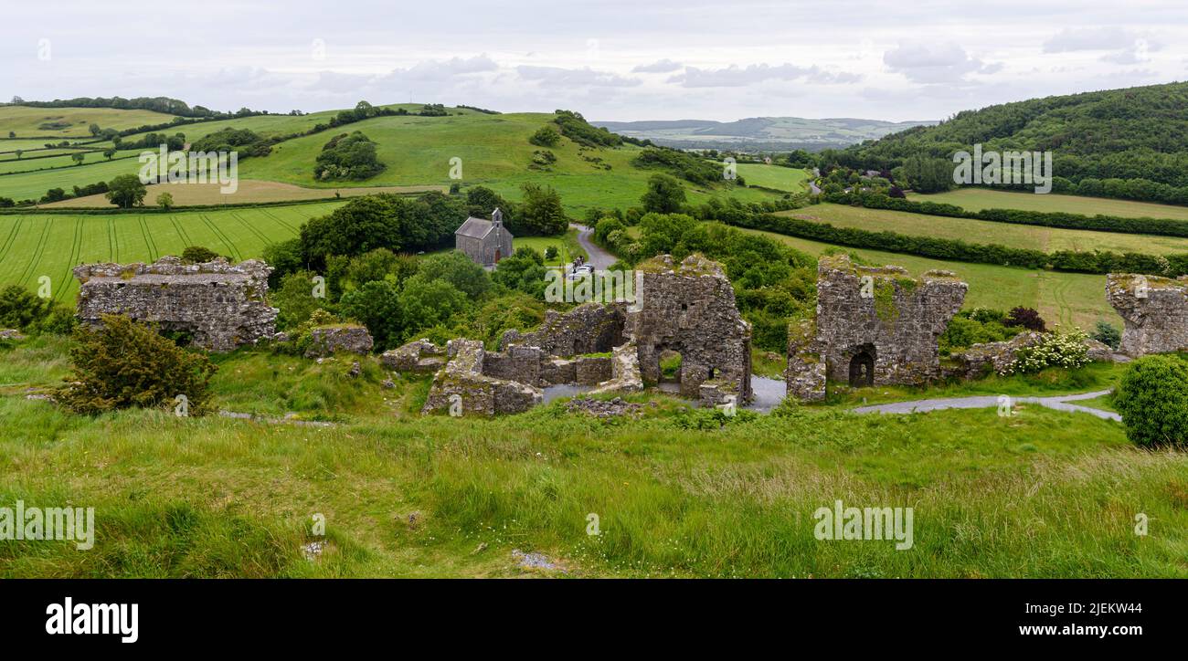 Rock of Dunamase, a 9th century hilltop defensive fort, Ireland Stock ...