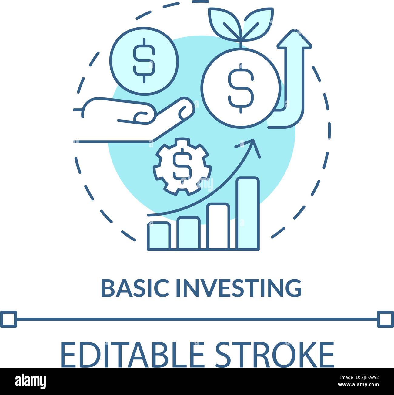 Basic investing turquoise concept icon Stock Vector