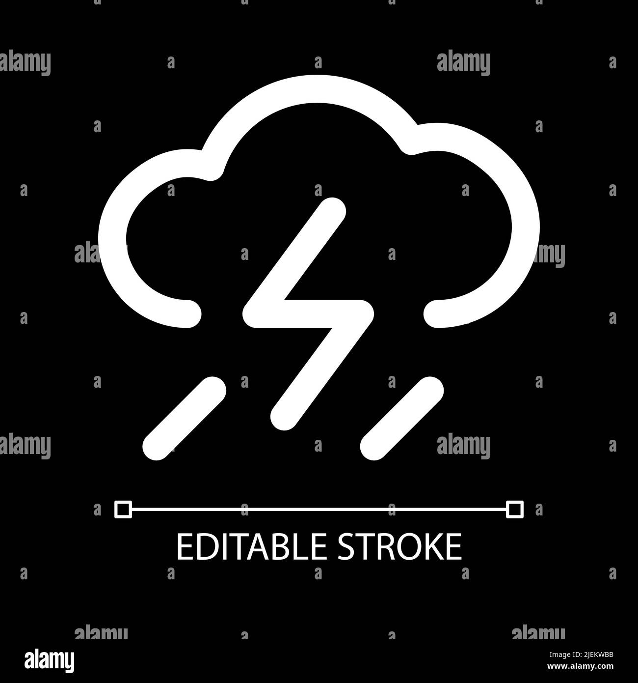 Rain and lightning white linear ui icon for dark theme Stock Vector ...