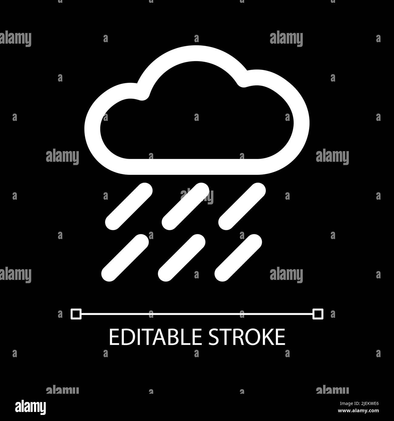 Heavy rain white linear ui icon for dark theme Stock Vector Image & Art ...