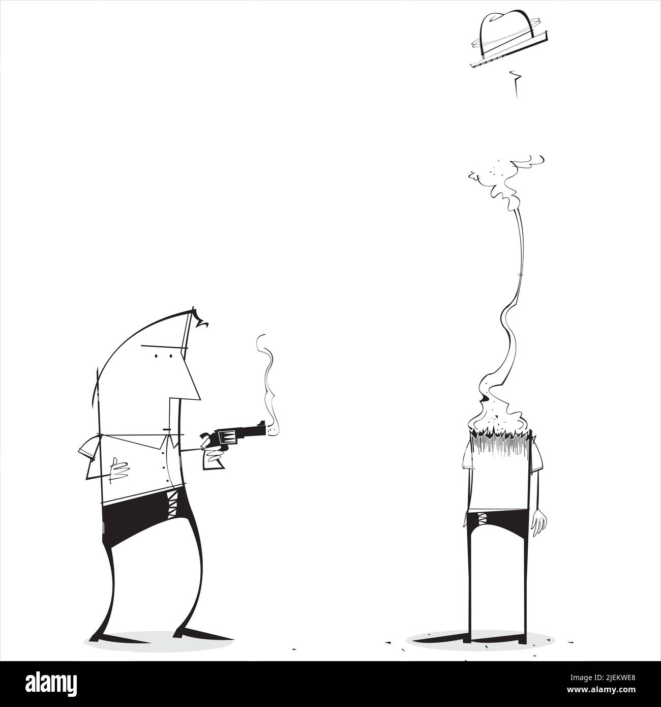 One man shoots another and blows his head off Stock Vector