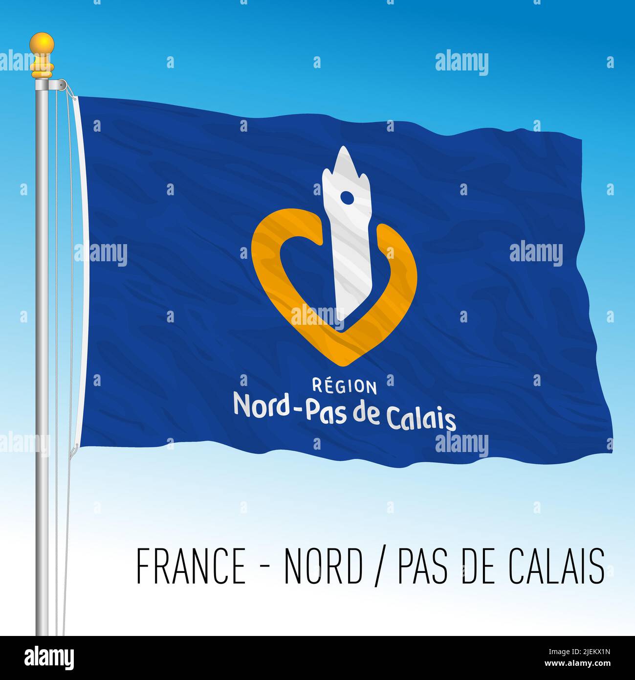 North - Pas de Calais regional flag, France, European Union, vector illustration Stock Vector