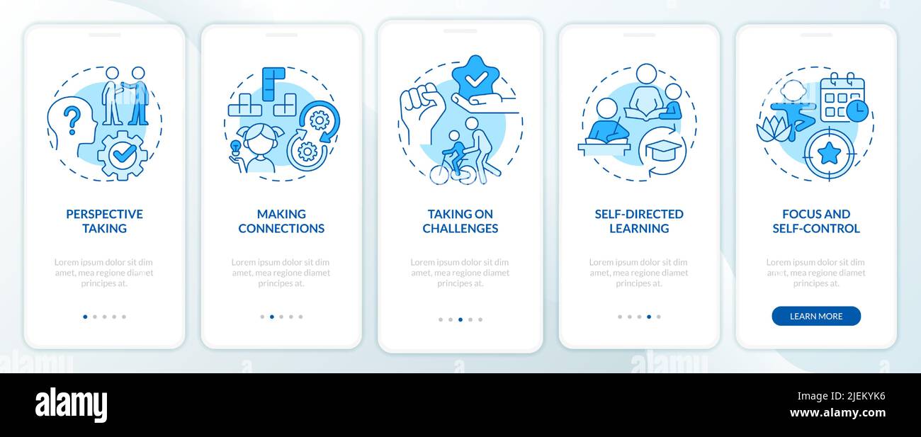 Skills for kids blue onboarding mobile app screen Stock Vector Image ...