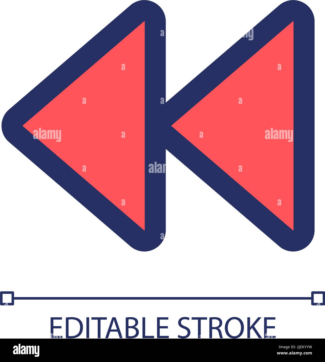 Fast backwards red RGB color ui icon Stock Vector