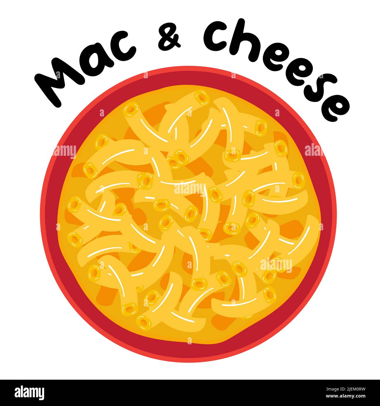 delicious mac and cheese bowl vector illustration high angle view Stock Vector
