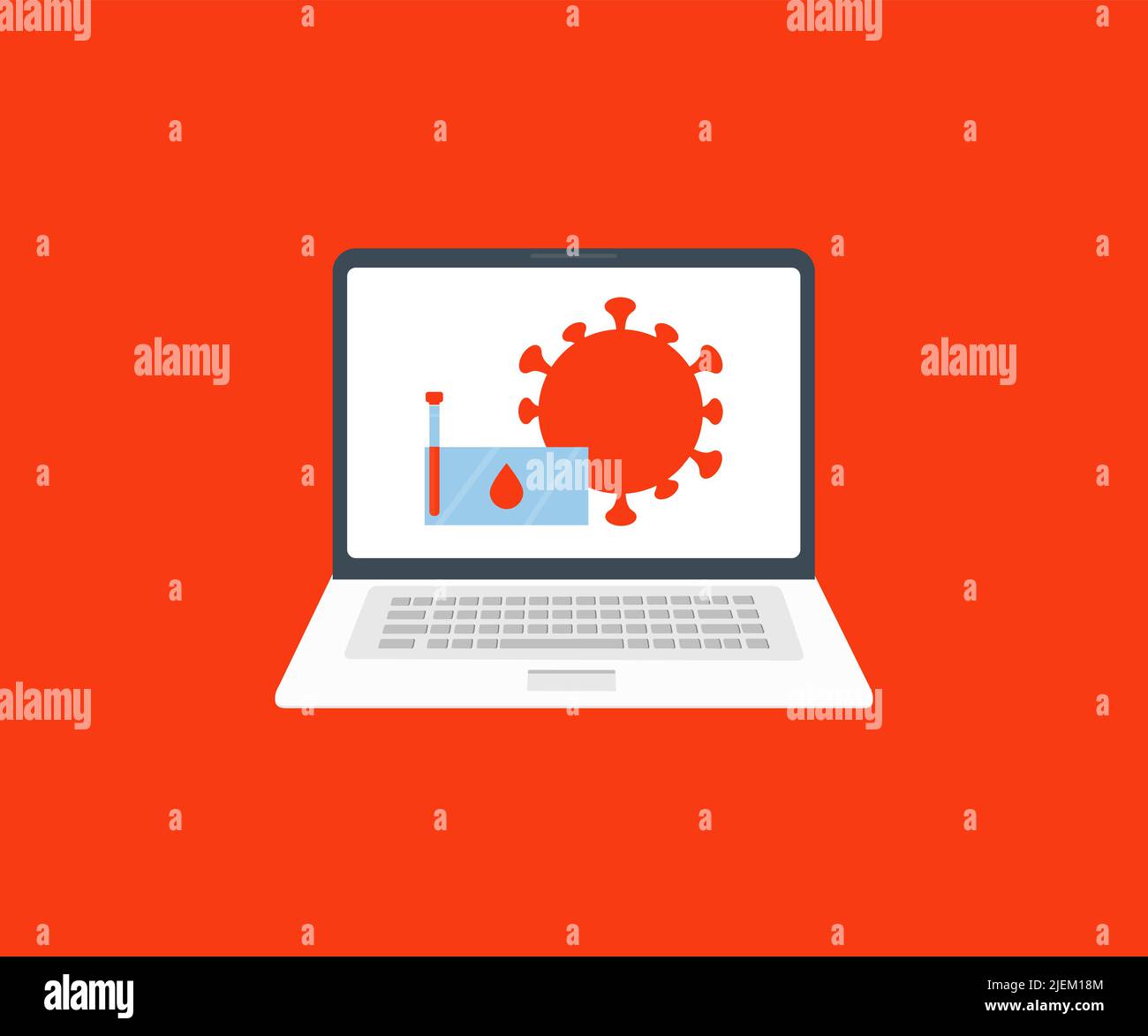 Screen laptop Pandemic concept, Ecological problems disasters logo design. Pandemic infection disease concept, blood test. Global pandemic concept. Stock Vector