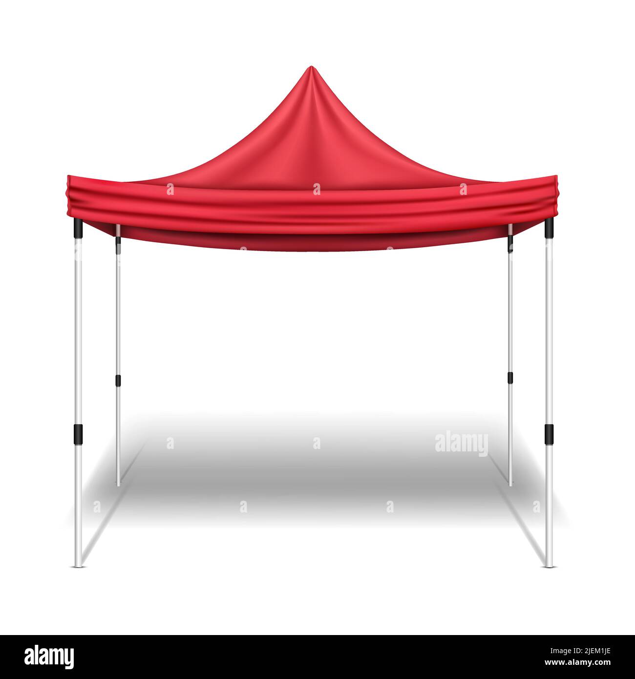 Red pavilion, mobile kiosk for trade on the street. Layout realistic with shadow. Isolated on white background. Vector. Stock Vector