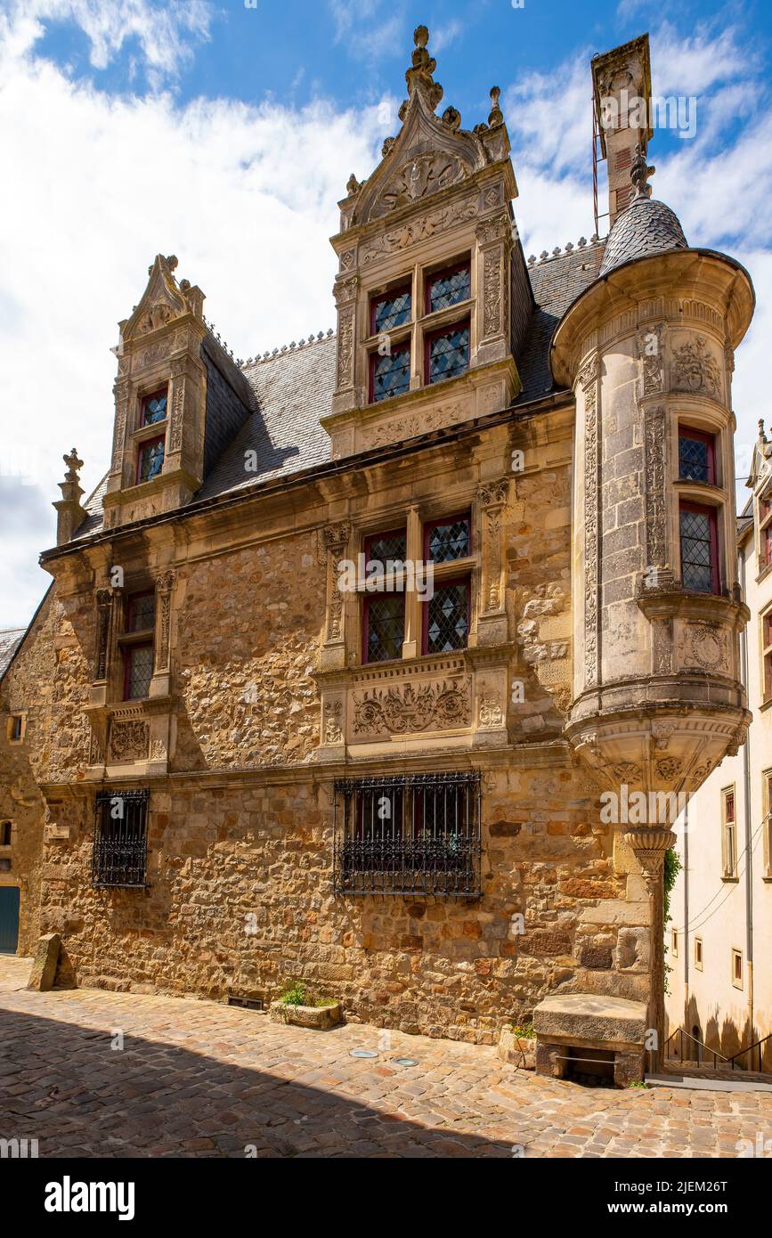 Renaissance building Tourelle house in Cité Plantagenêt, Le Mans, Pays de la Loire, France. Stock Photo