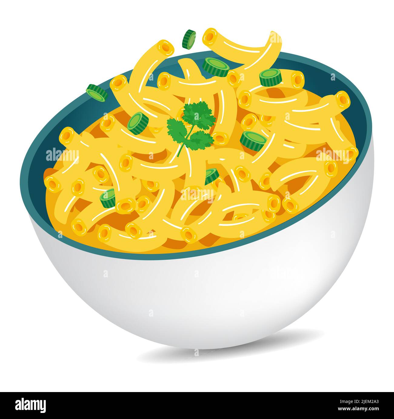 delicious dish of mac and cheese bowl vector illustration Stock Vector