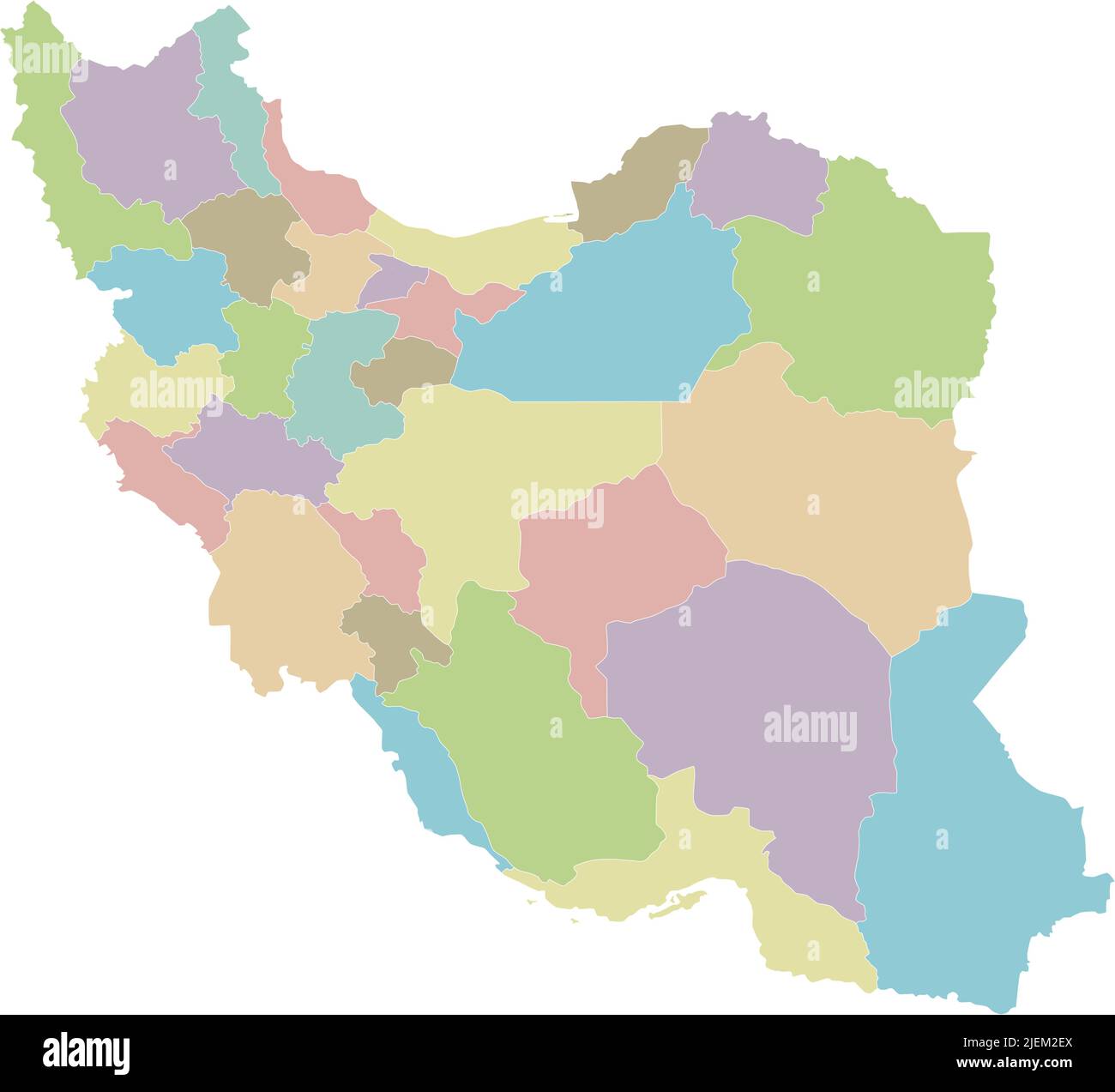 Vector blank map of Iran with provinces and administrative divisions. Editable and clearly labeled layers. Stock Vector