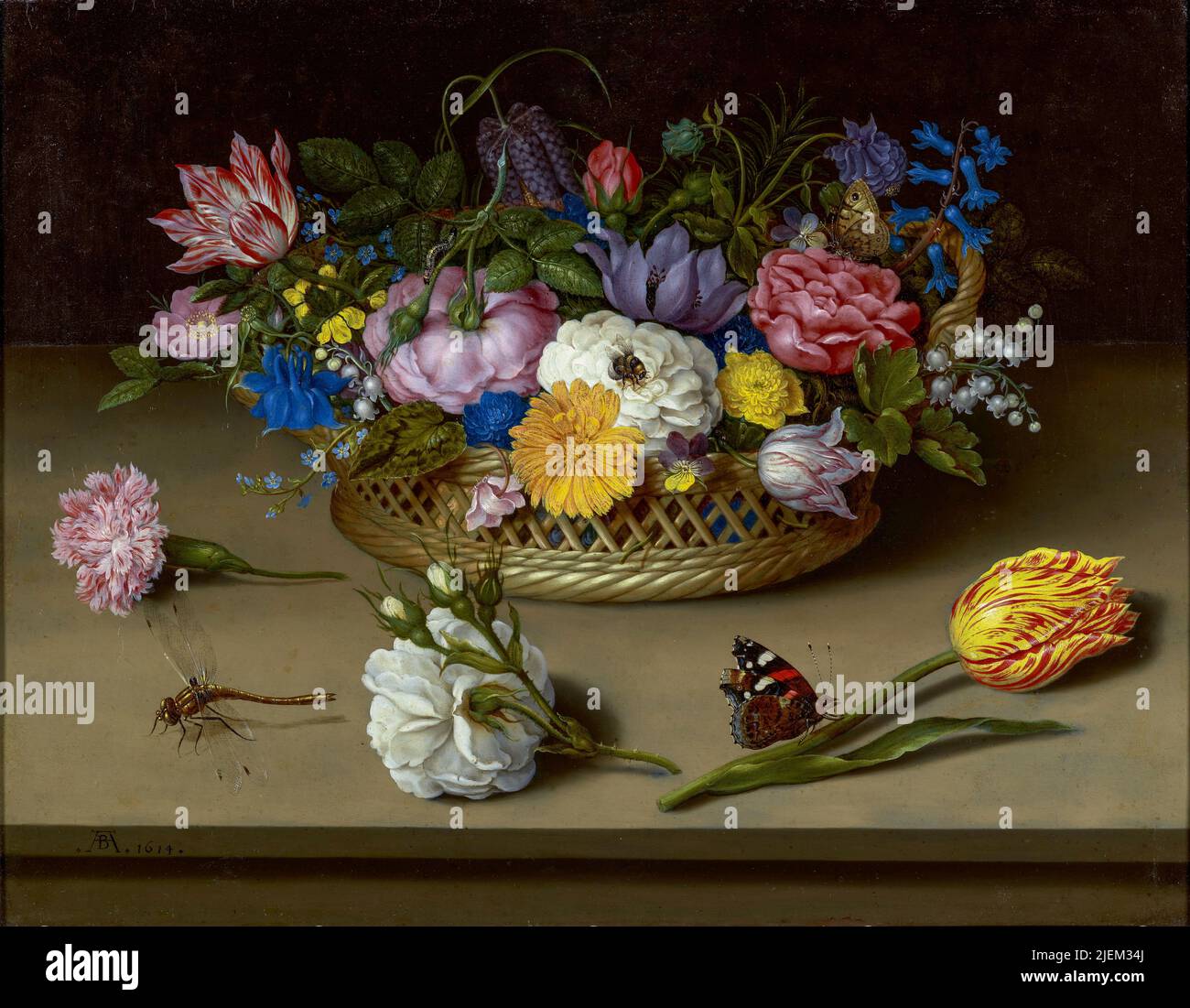 Ambrosius Bosschaert the Elder, lower Still Life; 1614; Oil on copper; Stock Photo
