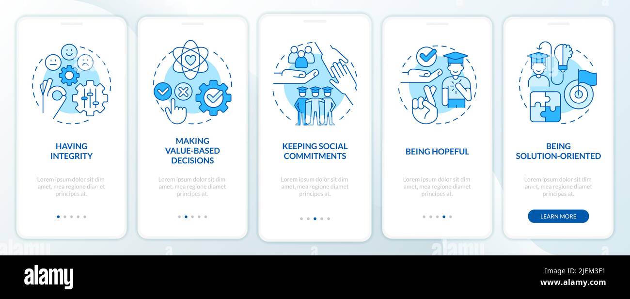 Skills for students blue onboarding mobile app screen Stock Vector