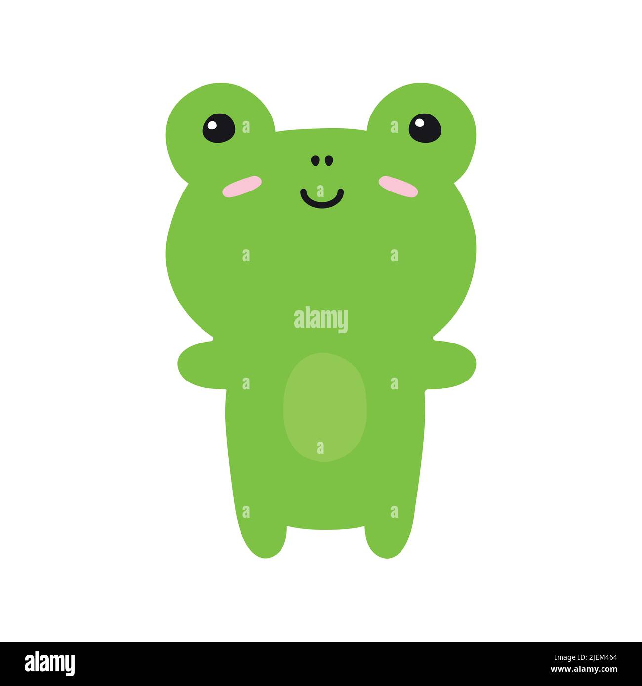 Vector flat cute frog isolated on white background Stock Vector