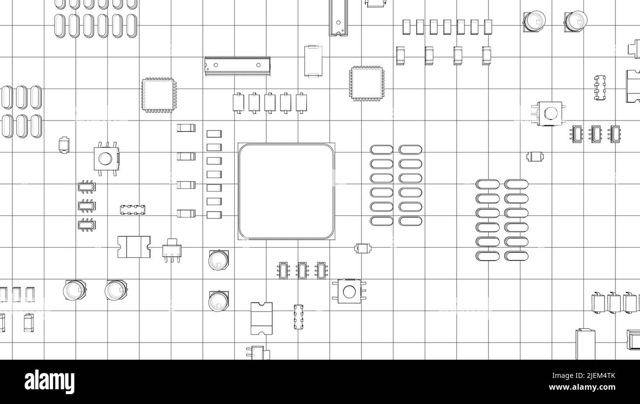 Electric circuit board, various chips. Vector Stock Vector Image & Art