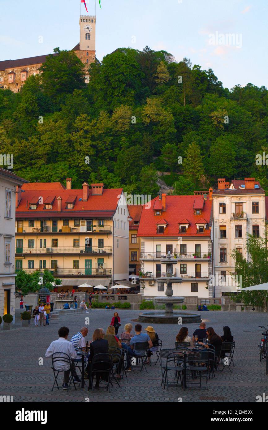 Slovenia, Ljubljana, Castle, people, Stock Photo