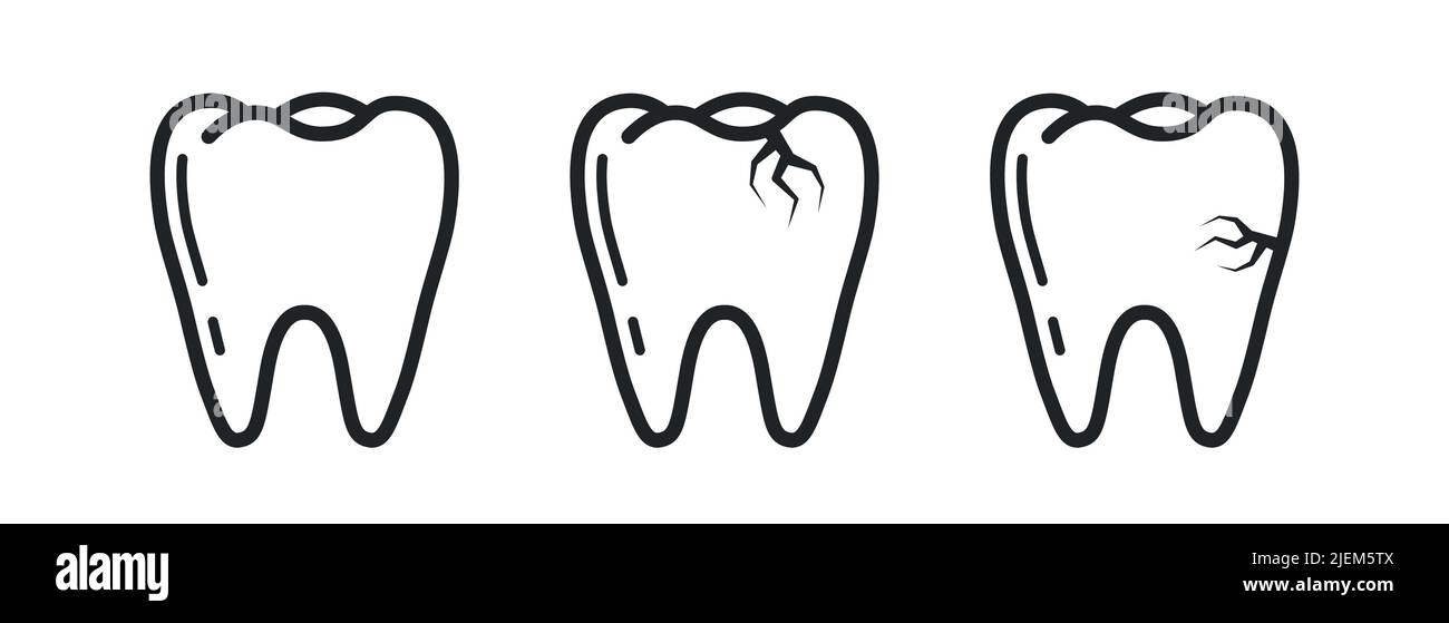 Tooth with caries vector icons Stock Vector