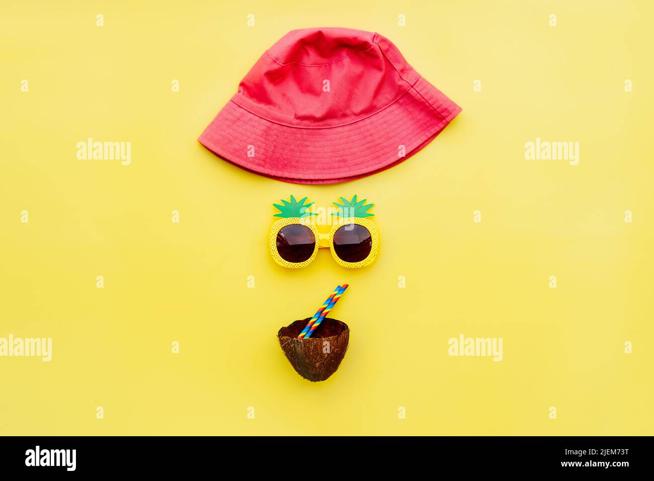 funny face made of pink bucket hat 