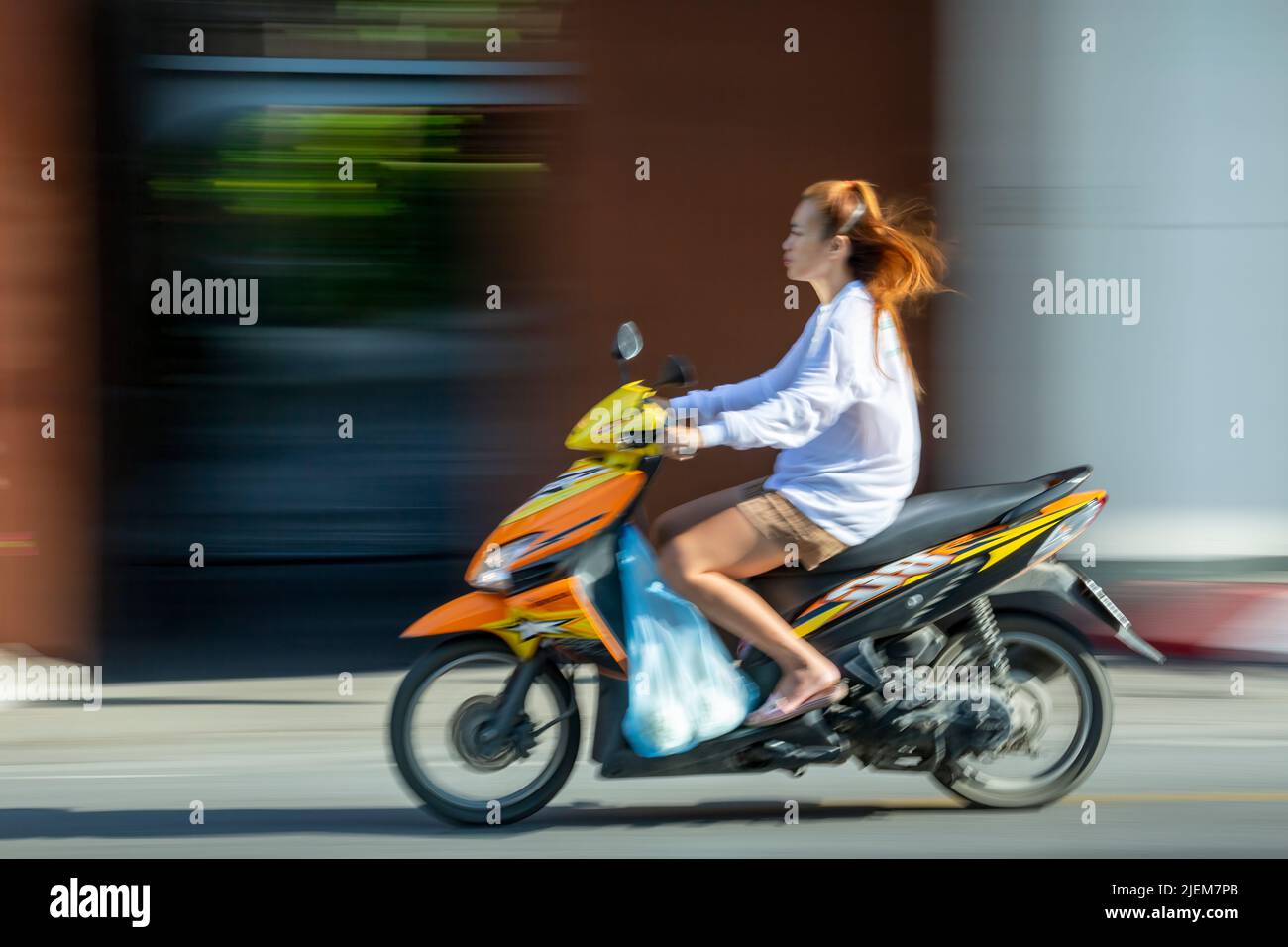 Motorcyclist, Chiang Mai, Thailand Stock Photo