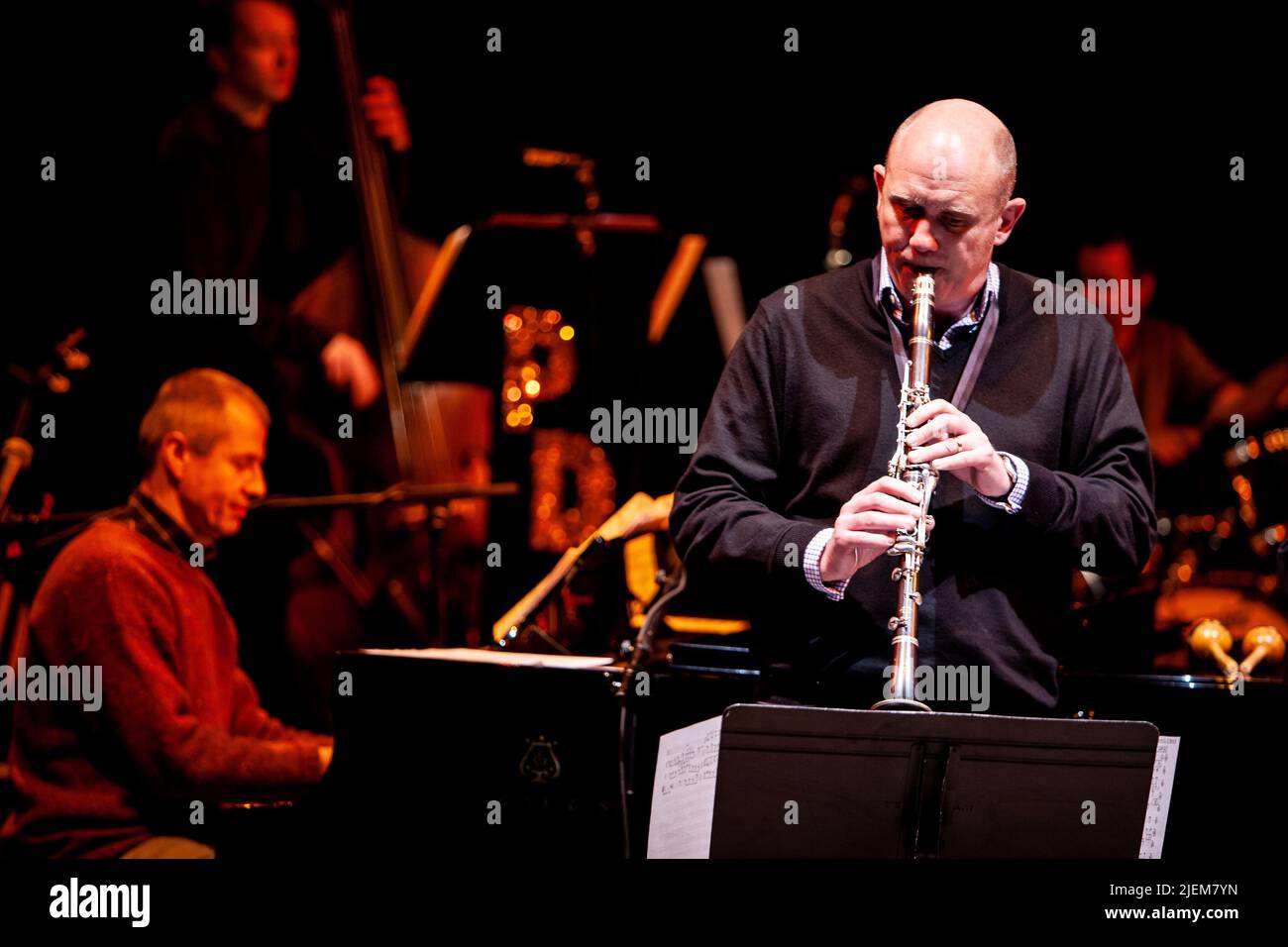 Big Band: solo clarinettist. From a series of images of musicians in a swing Jazz band. Stock Photo