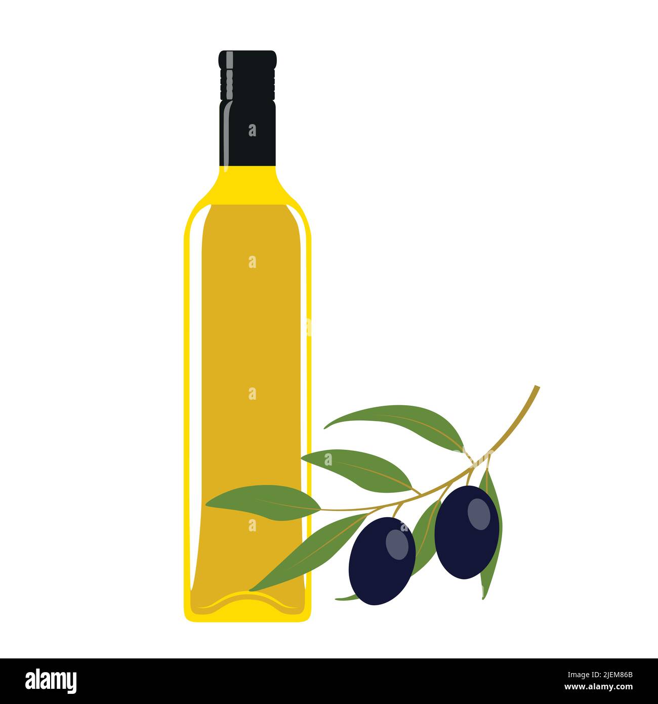 olive oil glass bottle isolated on white Stock Vector