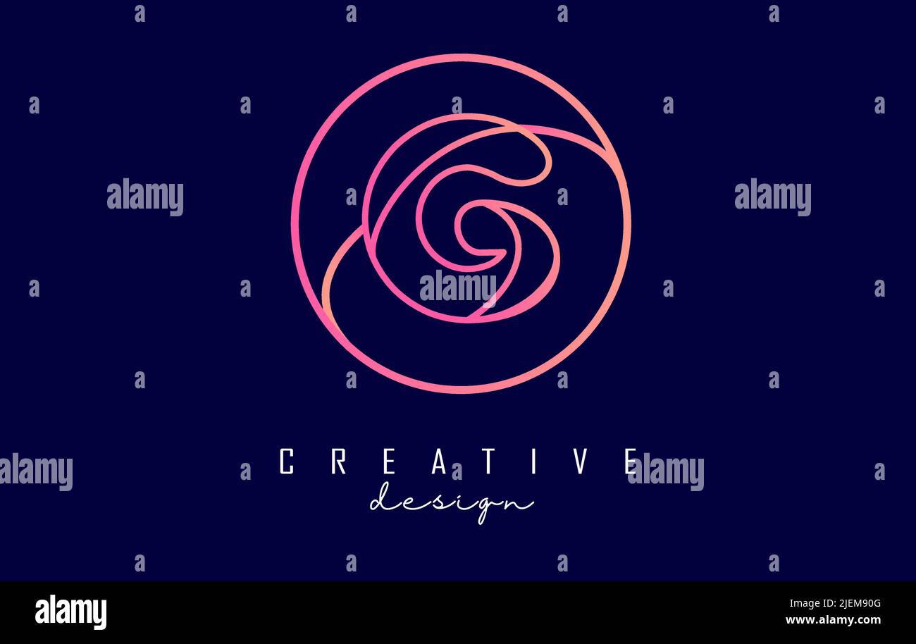 Gradient outline letter G logo with circle frame and monogram design ...