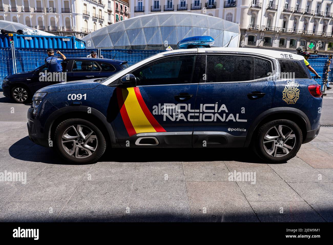 Madrid, Krakow, Spain. 27th June, 2022. Nationall Police car is seen in the city center two days ahead of NATO Summit in Madrid, Spain on June 27, 2022. (Credit Image: © Beata Zawrzel/ZUMA Press Wire) Stock Photo