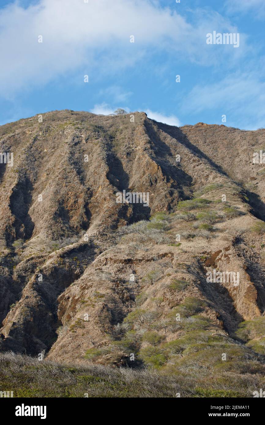 The Koko Head Volcano in Oahu, Hawaii. An extinct volcano crater up a