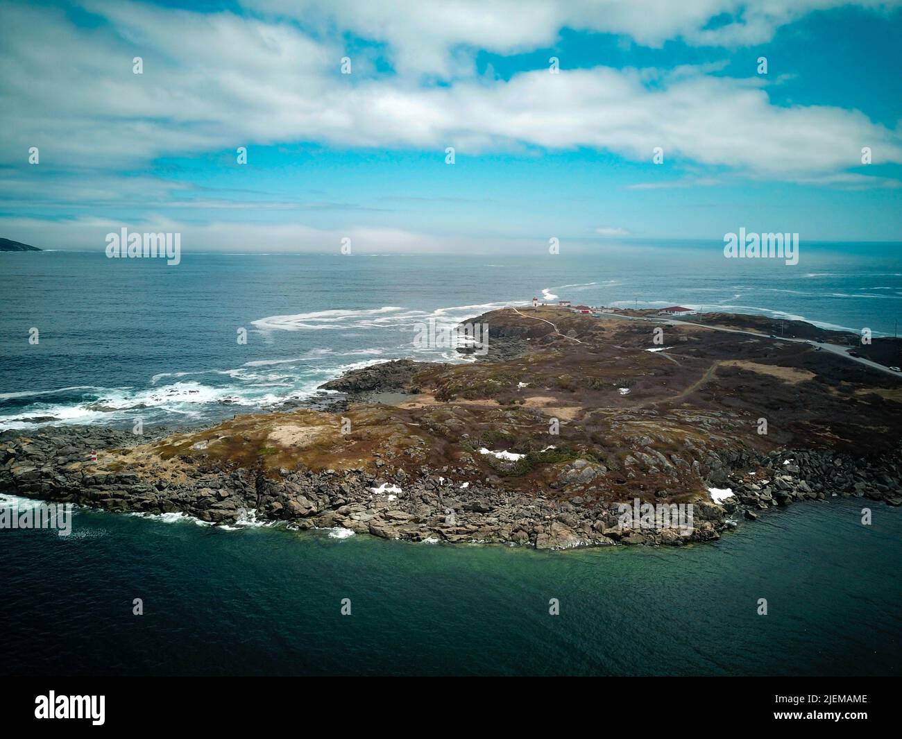 Drone photos showing the landscape of St Anthonys Newfoundland Stock