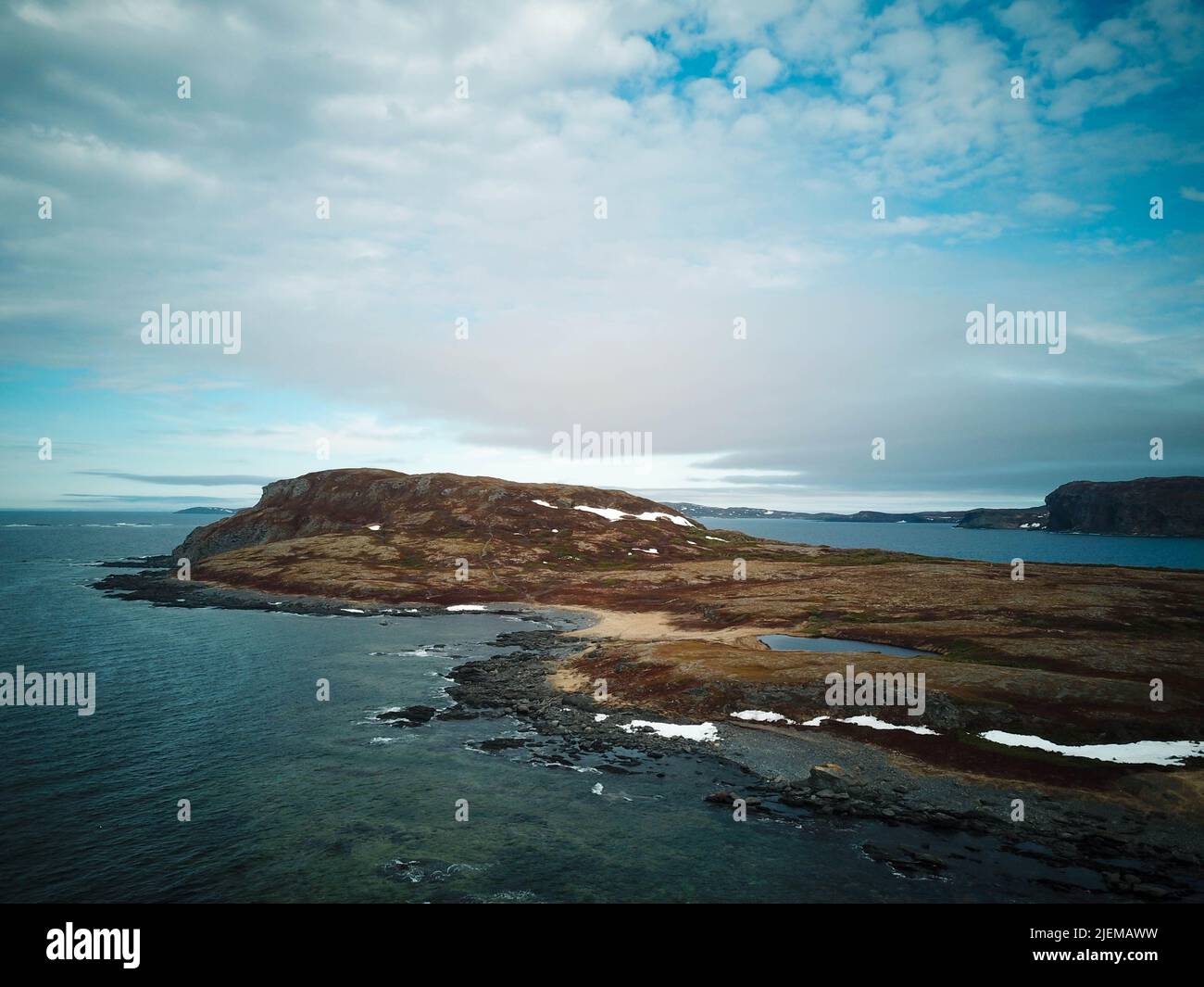 Aerial image of L'Anse aux Meadows, Newfoundland, Canada Stock Photo ...