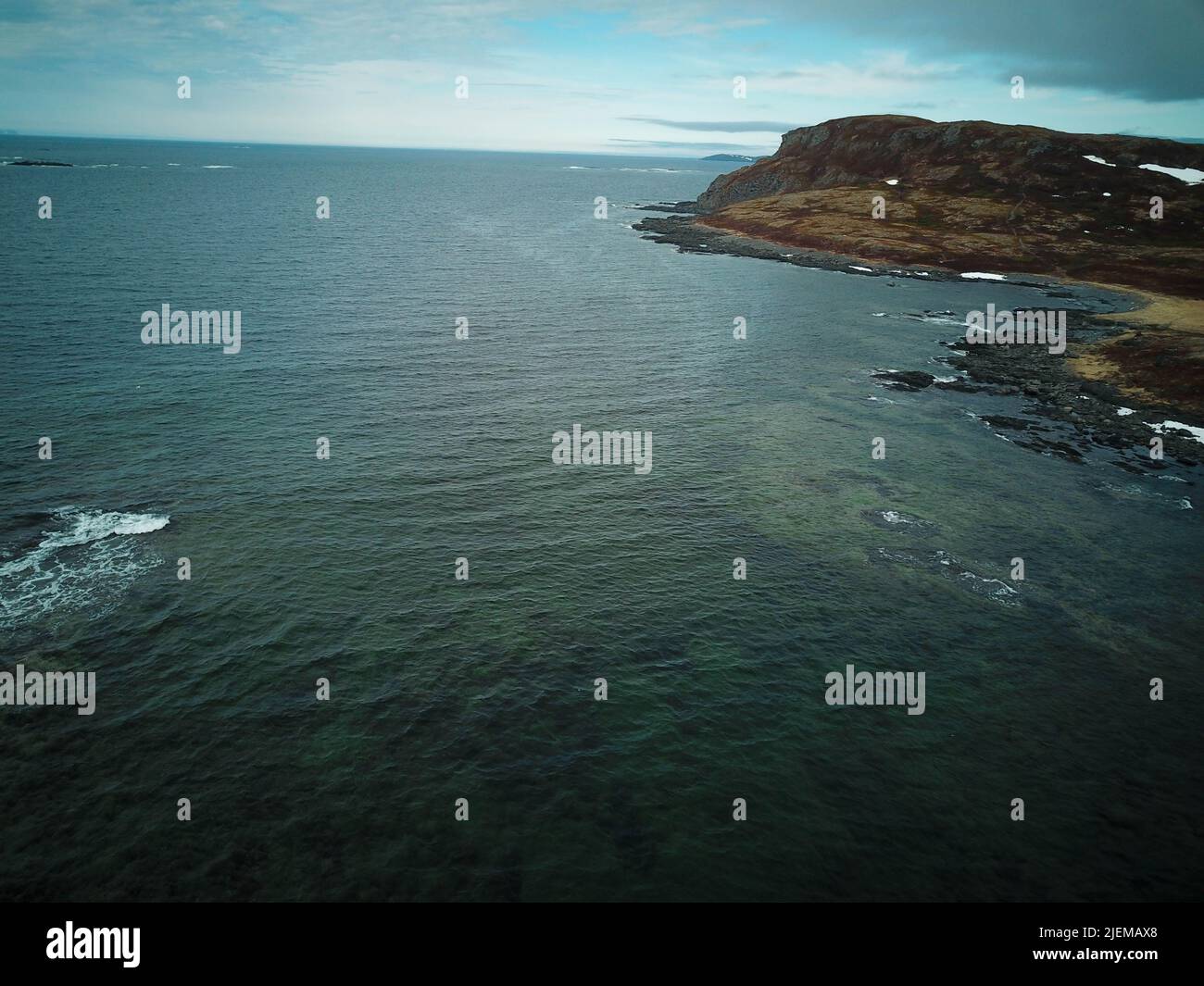 Aerial image of L'Anse aux Meadows, Newfoundland, Canada Stock Photo