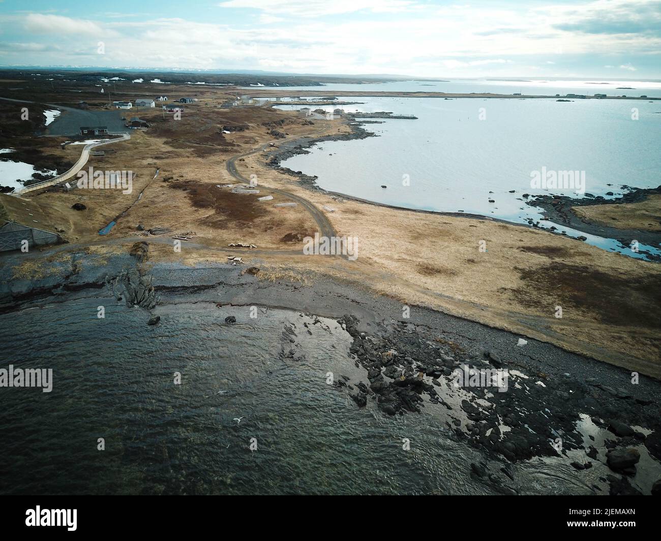 Aerial image of L'Anse aux Meadows, Newfoundland, Canada Stock Photo ...