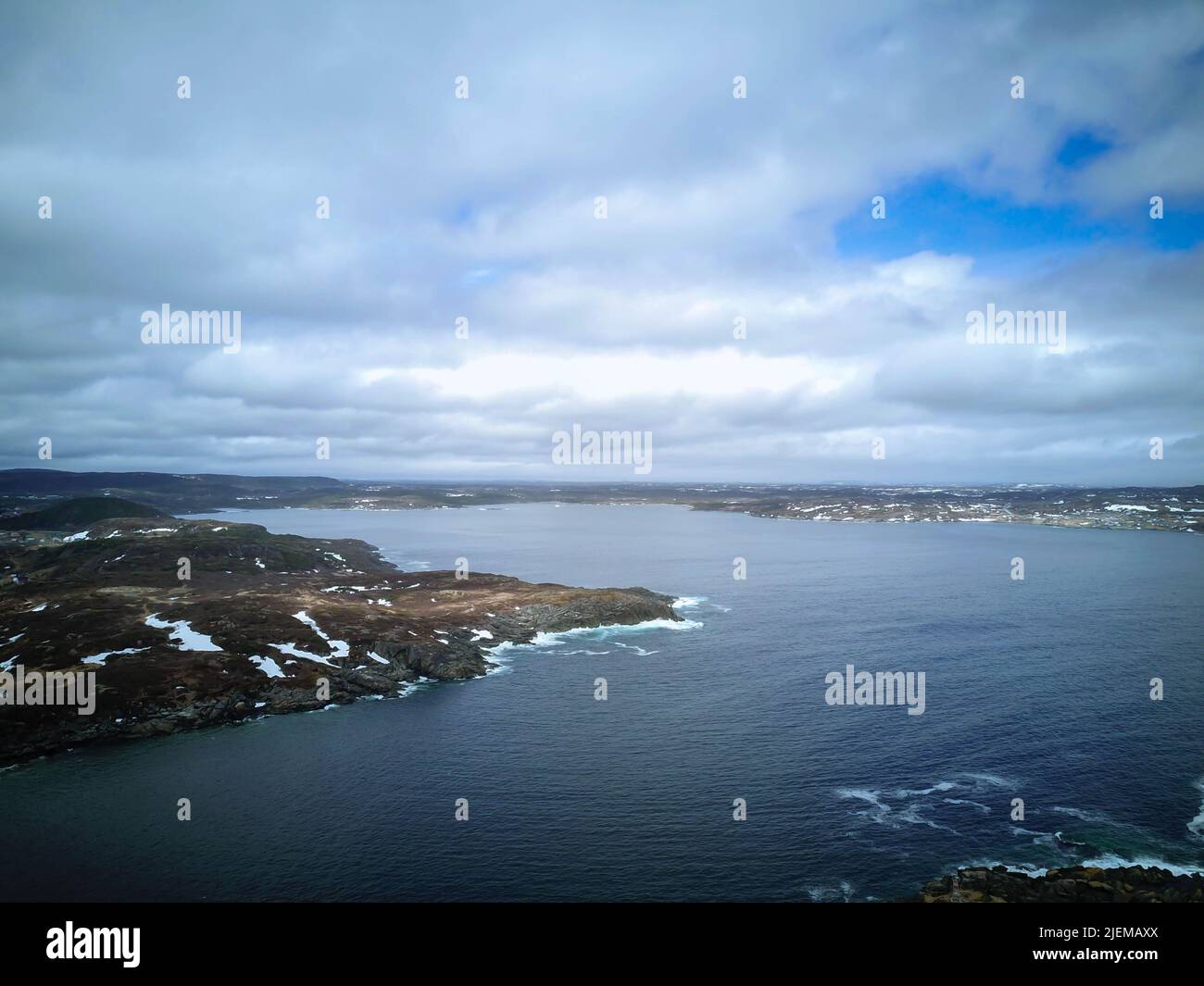 Drone photos showing the landscape of St Anthonys Newfoundland Stock