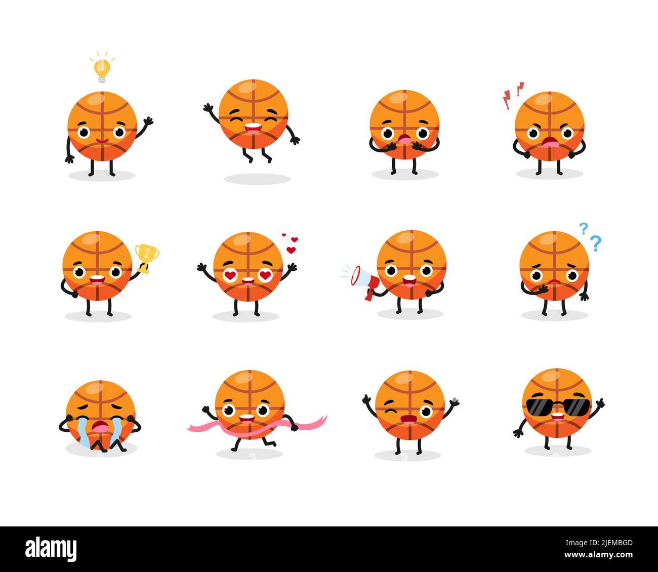 Basketball set of sports emotions characters. Flat vector illustration Stock Vector Image & Art