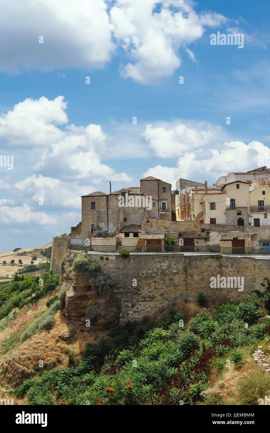 Panoramic view of the old houses of Irsina in Basilicata, region of
