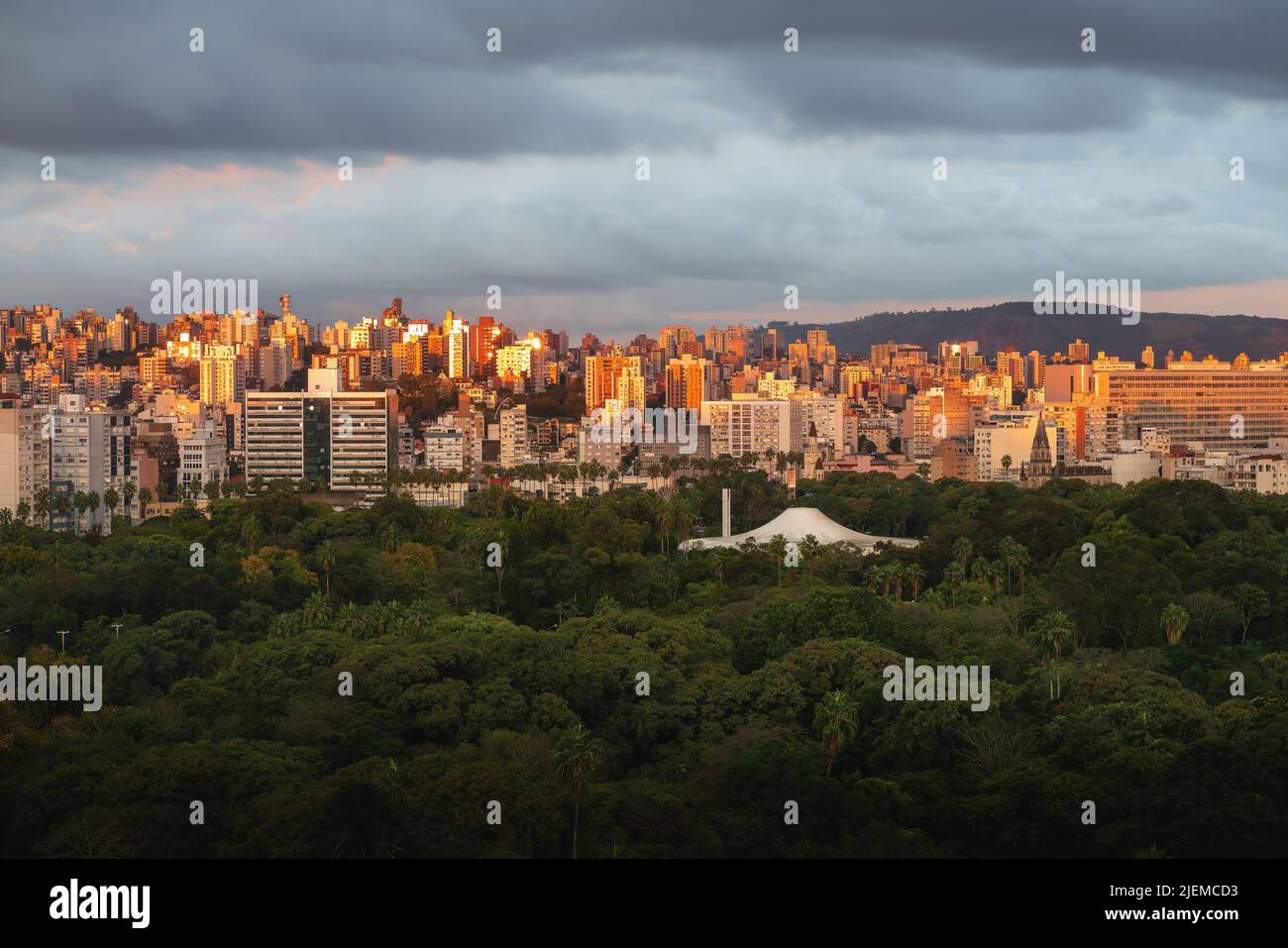 Aerial view of Porto Alegre and Farroupilha Park (Redencao) - Porto Alegre, Rio Grande do Sul, Brazil Stock Photo