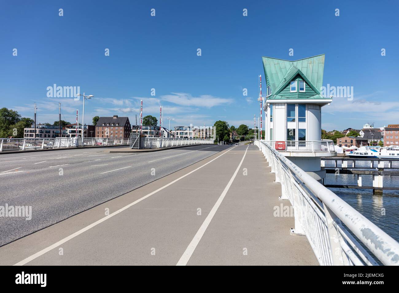bascule bridge over the river Schlei in Kappeln, Germany Stock Photo