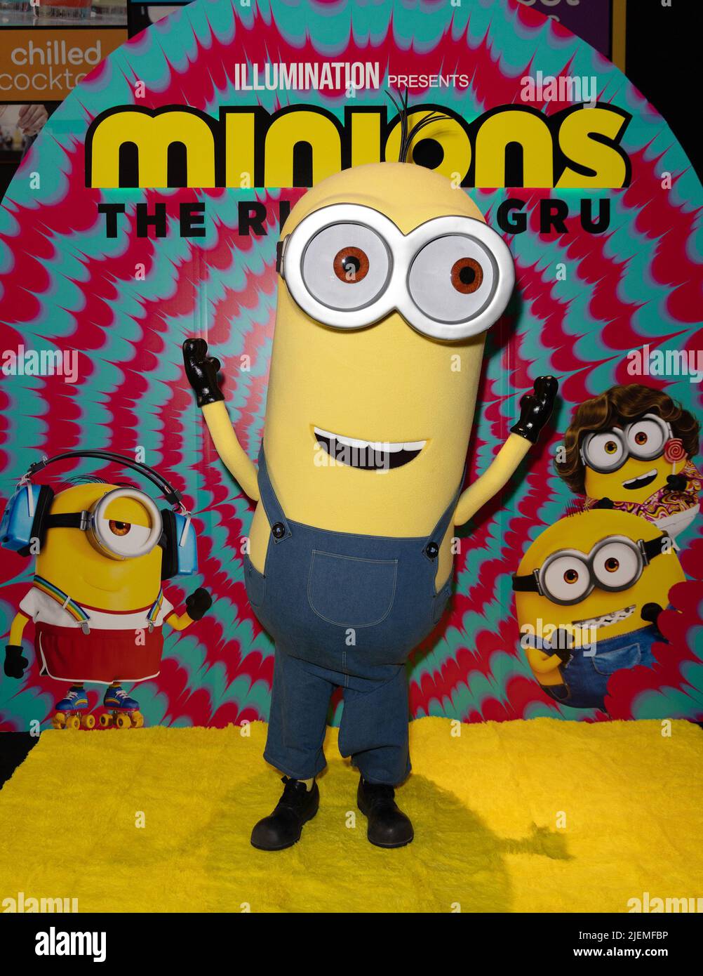 MIAMI, FL-JUNE 25: Kevin the Minion is seen during the Telemundo Talent screening at AMC Sunset Place 24 in Miami, Florida on June 25, 2022. (Photo by Alberto E. Tamargo/Sipa USA) Stock Photo