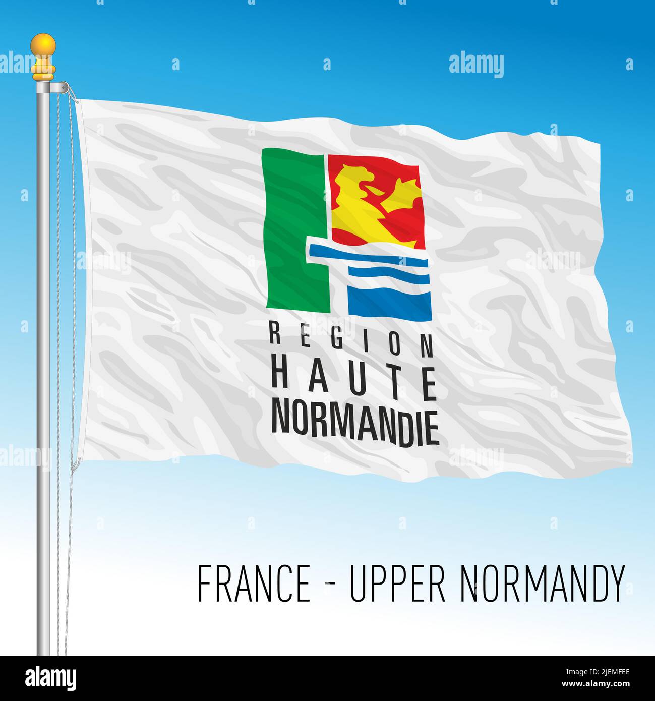Upper Normandy regional flag, France, European Union, vector illustration Stock Vector